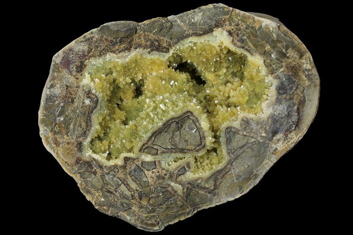 Yellow Crystal Filled Septarian Geode - Utah #97242